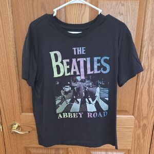 The Beatles Black Abbey Road Tee with Multicolor Design